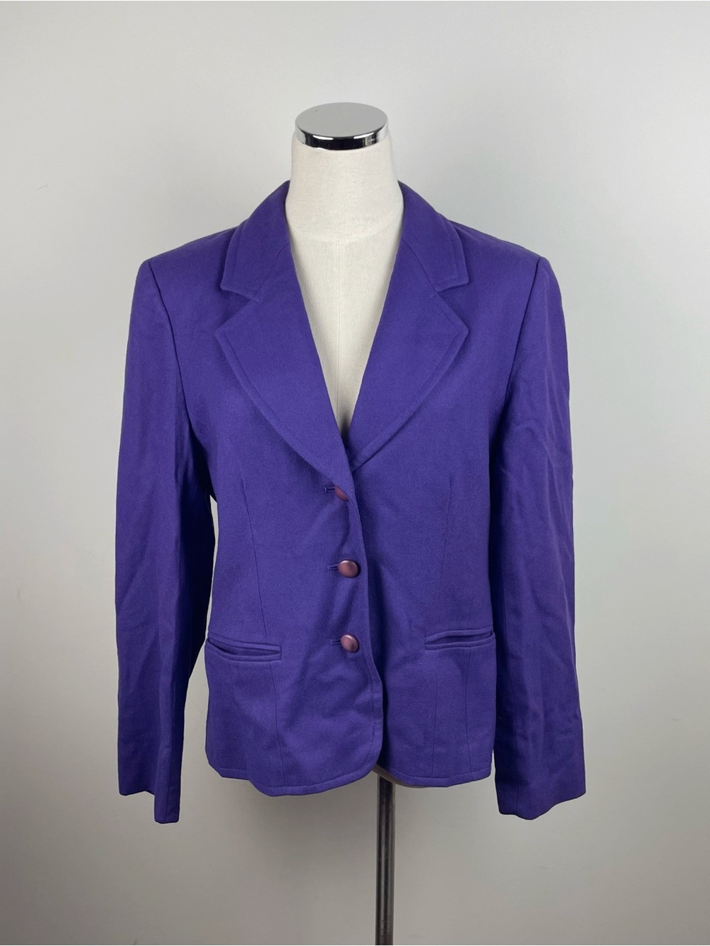 Pendleton Solid Purple Wool Blazer Jacket Women Size 10